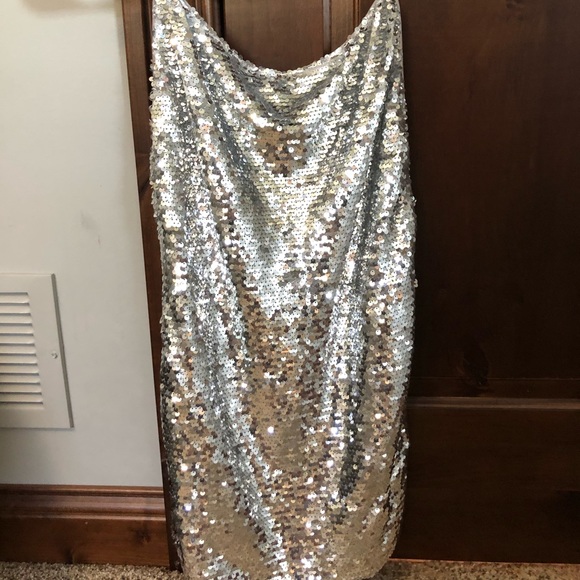 metallic silver mini dress Tell Me More Metallic Lace-Up Mini Dress main image 0